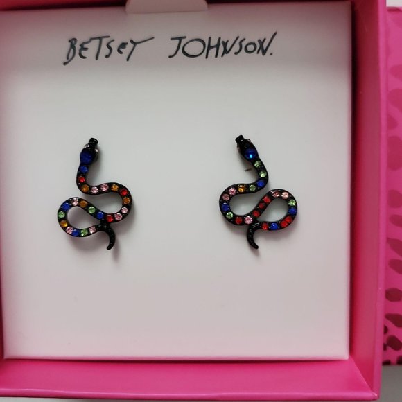 Betsey Johnson Women's Fashion Jewelry Snake Wrap Multicolor Post Earrings NIB - Picture 5 of 7